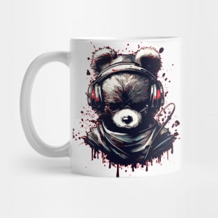 Ninja Bear In Headphones Japanese Anime Ink Splash Style Mug